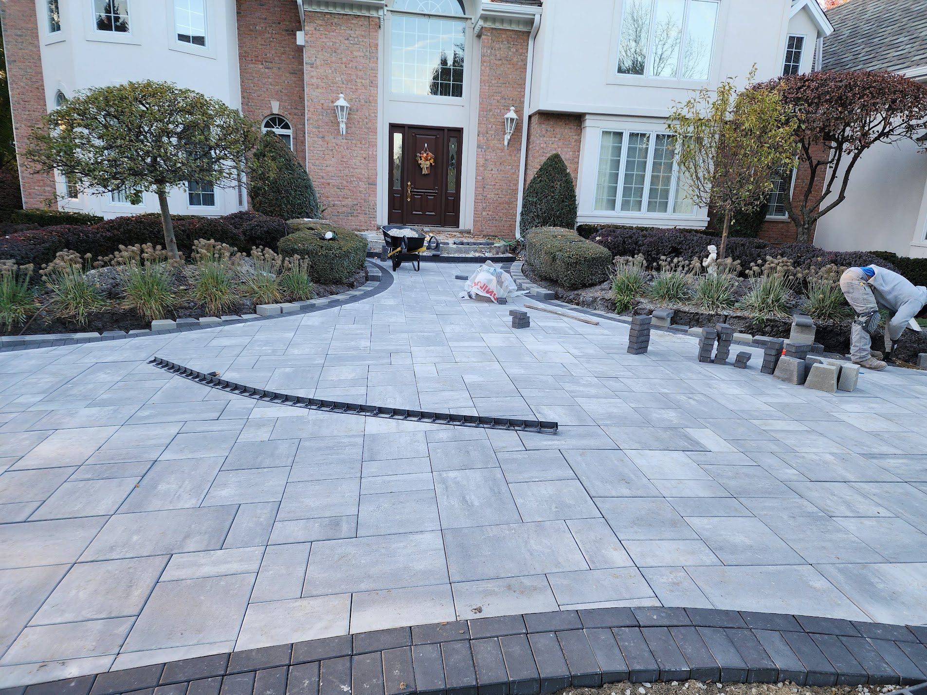 Light gray paver patio at home
