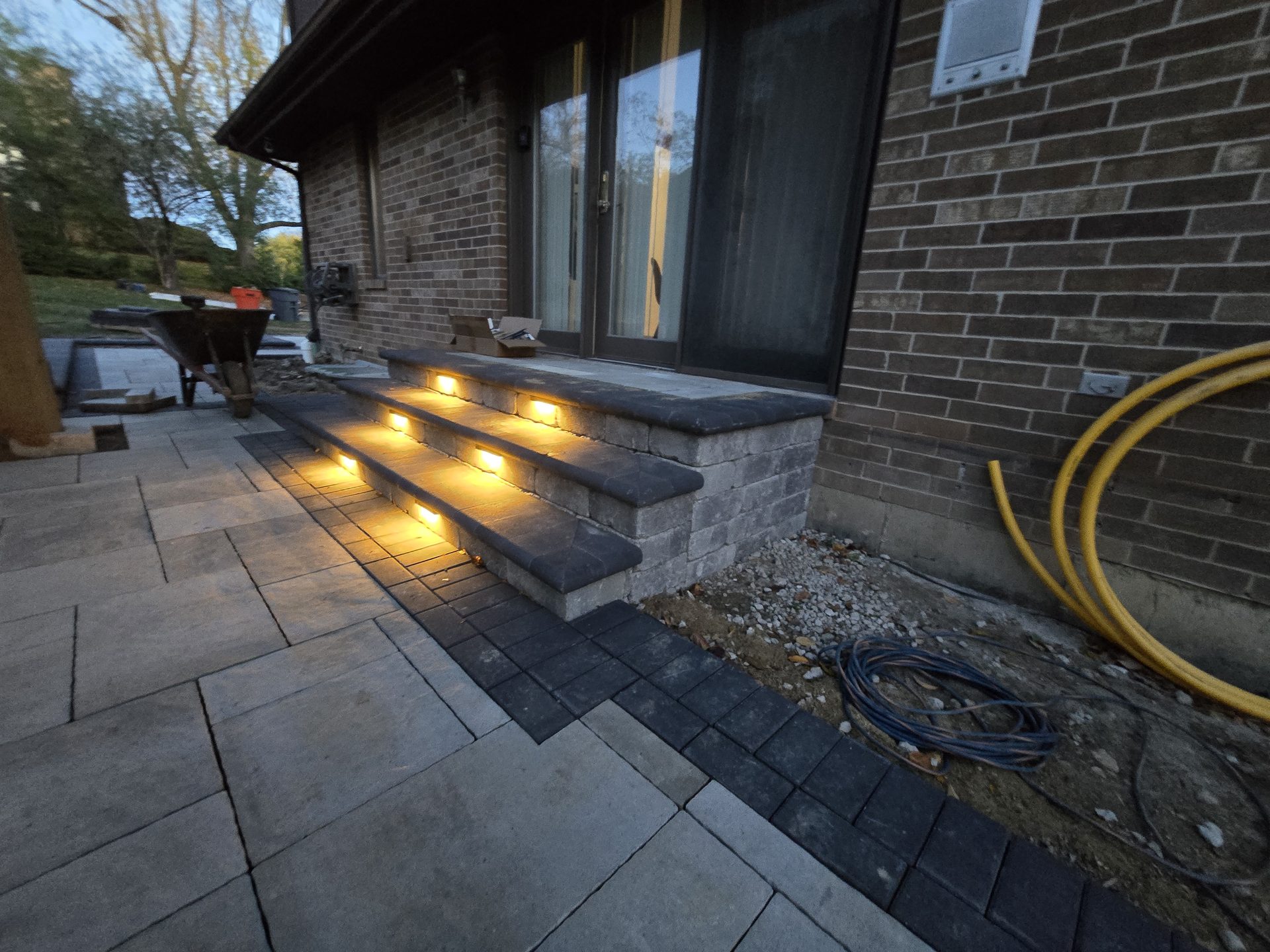 Stone steps with warm accent lighting detail